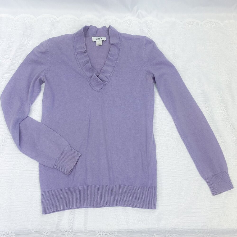 Ann Taylor Women's Long Sleeve Shirt Mauve Pale Prune Sweater Top - Picture 2 of 7